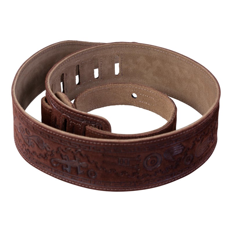 Levy's Levys Brown Suede 2.5" Guitar Strap (With Tooled Kokopelli Design) - Image 4